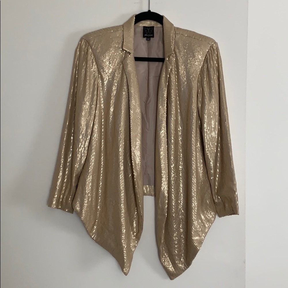 Ella Moss gold sequin open blazer